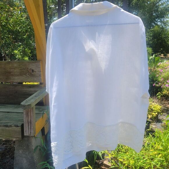 Vintage 1X CLIO II  Women 80s 90s Y2K Iridescent Buttons Lace Bottom Top - Picture 3 of 8